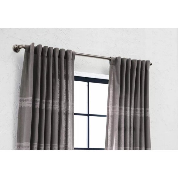 Threshold Pewter French Pipe Style Expandable Curtain Rod 66" to 120" Lengths - Picture 3 of 6